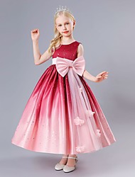 cheap -Ball Gown Ankle Length Flower Girl Dresses Party Nylon Sleeveless Jewel Neck with Appliques 2022 / Formal Evening