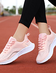 cheap -Women&#039;s Trainers Athletic Shoes Round Toe Athletic Running Shoes Microfiber Elastic Fabric Lace-up Black Pink Beige