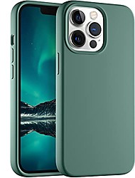 cheap -compatible with iphone 13 pro case 6.1 inch(2021), liquid silicone full body protection cover case with screen and camera protection, soft microfiber lining, pine green
