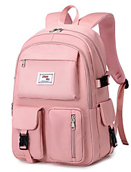 cheap -Women&#039;s Unisex Backpack School Bag Rucksack Oxford Cloth Solid Color Adjustable Large Capacity Zipper School Daily Black Purple Pink Beige