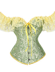 cheap -Corset Women‘s Corsets Overbust Corset Tummy Control Push Up Lace Lace Jacquard Pure Color Hook &amp; Eye Lace Up Cotton Polyester Halloween Wedding Party Birthday Party Fall Winter Spring