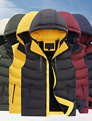 cheap -Men&#039;s Hiking Vest Quilted Puffer Vest Winter Outdoor Thermal Warm Windproof Lightweight Breathable Outerwear Winter Jacket Trench Coat Skiing Fishing Climbing Yellow khaki Black Red Army Green