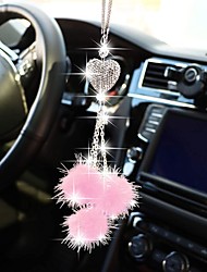 cheap -Bling Car Mirror Accessories for Women Men Bling Love Heart and Pink Plush ball Bling Rinestones Diamond Car Accessories Crystal Car Rear View Mirror Charms Lucky Hanging Accessories 1PCS