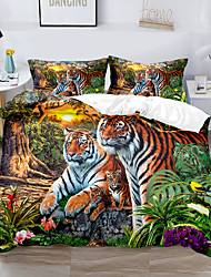 cheap -Tiger Duvet Cover Set Quilt Bedding Sets Hotel Comforter Cover,Queen/King Size/Twin/Single(1 Duvet Cover, 1 Or 2 Pillowcases Shams),3D Prnted