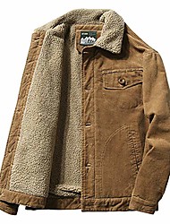 cheap -men corduroy jackets and coats fur collar winter casual jacket outwear male thermal coffee xl
