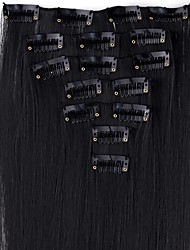 cheap -Black Hair Extensions 24/60cm 130g 7pcs/set Women Long Straight Synthetic Hair Full Head Clip in Hair Extensions Pieces