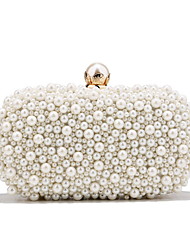 cheap -Women&#039;s Retro Evening Bag Chain Bag Evening Bag Polyester Pearls Chain Pearl Party / Evening Daily White Beige / Bridal Purse