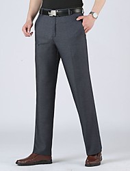 cheap -Men&#039;s Chic &amp; Modern Casual Dress Pants Pocket Full Length Pants Business Formal Stretchy Plain Solid Color Cotton Comfort Breathable Mid Waist Black Gray Light gray Dark Gray 30 31 32 33 34