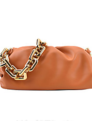 cheap -Women&#039;s Leather Bag Handbags Chain Bag Top Handle Bag PU Leather Zipper Chain Plain Solid Color Vintage Daily Outdoor Blue White Black Orange