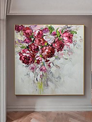 cheap -Oil Painting Handmade Hand Painted Wall Art Abstract Floral Red Rose Home Decoration Decor Stretched Frame Ready to Hang