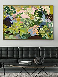 cheap -Handmade Oil Painting Canvas Wall Art Decoration Abstract Plant Painting Tropical Garden for Home Decor Rolled Frameless Unstretched Painting