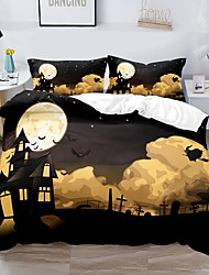 cheap -Halloween Cat Duvet Cover Set Quilt Bedding Sets Comforter Cover White,Queen/King Size/Twin/Single(1 Duvet Cover, 1 Or 2 Pillowcases Shams)3D Digital Print