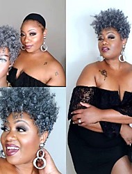 cheap -Short Grey Afro Curly Wigs for Black Women Mixed Gray Fluffy Kinky Curly Hair Synthetic Wig