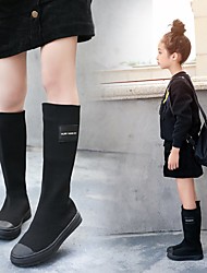 cheap -Girls&#039; Boots Casual Boots Cotton PU Casual / Daily Sports Sock Boots Big Kids(7years +) Daily Walking Shoes Black Fall Winter / Over The Knee Boots / Rubber