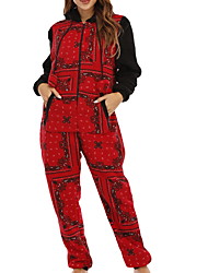 cheap -Women&#039;s Pajamas Onesies Jumpsuits 1 pc Animal Comfort Cute Sweet Home Party Daily Polyester Gift Hoodie # Basic Print Pocket Fall Winter Green Wine / Zipper