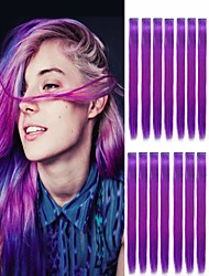 cheap -20PCS Colored Clip in Hair Extensions 22 Purple Hair Extensions for Kids Girls Clip in Colored Purple Hair Clips for Kid Hair Extensions Party Highlights Purple Hair