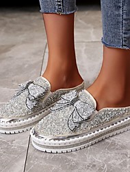 cheap -Women&#039;s Sneakers Flat Heel Round Toe Synthetics Black Silver