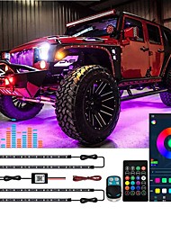 cheap -Car Underglow Neon Lights 12V RGB Led Neon Strip Lights for Cars APP RF Multi Color Atmosphere Accent Strip Lights Underbody Lighting Kit 8 Colors Chassis Light Kit with Cable Tie Sound Active IP68