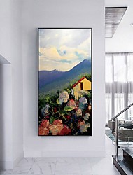 cheap -Handmade Oil Painting Canvas Wall Art Decoration Abstract Landscape  Painting The Valley House for Home Decor Rolled Frameless Unstretched Painting