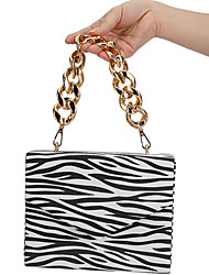 cheap -Women&#039;s Retro Evening Bag Chain Bag Evening Bag Polyester Chain Zebra Print Party / Evening Daily White Gray Beige Coffee