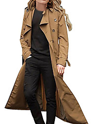 cheap -Women&#039;s Trench Coat Street Daily Going out Fall Winter Long Coat Regular Fit Breathable Casual Streetwear St. Patrick&#039;s Day Jacket Long Sleeve Plain Pocket Green Black Khaki