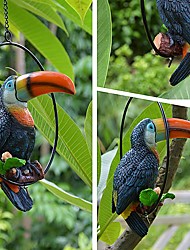 cheap -Outdoor Resin Hand-painted Toucan Crafts Decoartion Garden Figurines Ornaments Courtyard Park Birds Accessories Simulation Birds with Iron Ring