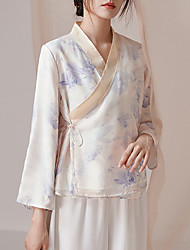 cheap -Long Sleeve Elegant Chiffon Wedding Party / Tea Party Women&#039;s Wrap With Pattern / Print