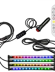 cheap -Interior Car Lights 4pcs 48 LED Cool Strip Lights 12V Multicolor Music Light Under Dash Lighting Kit with Sound Active 4 Buttons Bluetooth APP Voice Control and Wireless Remote Control Car Charger