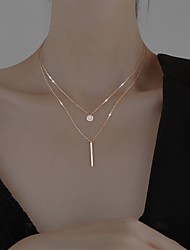 cheap -Pendant Necklace Necklace Layered Necklace Women&#039;s Classic Cubic Zirconia Silver Plated Rose Gold Plated Simple Fashion Classic Casual / Sporty Sweet Cute Rose Gold Silver 45 cm Necklace Jewelry 1pc