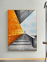 cheap -Handmade Oil Painting Canvas Wall Art Decoration Abstract Geometry Painting Urban Landscape for Home Decor Rolled Frameless Unstretched Painting