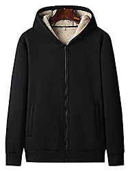 cheap -men&#039;s winter warm thicken fleece sherpa lined full-zip hoodie sweatshirt jacket coat (black, medium)