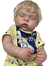 cheap -16 inch Reborn Baby Doll Baby Boy Reborn Baby Doll Saskia Gift Lovely Artificial Implantation Brown Eyes Full Body Silicone with Clothes and Accessories