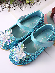 cheap -Girls&#039; Heels Glitters Flower Girl Shoes PU Little Kids(4-7ys) Toddler(2-4ys) Party Wedding Sequin Crystals / Rhinestones Blue Pink Silver Fall Spring
