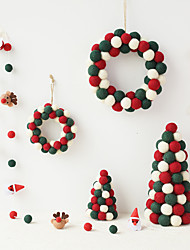 cheap -nuoji ins wool felt mini christmas tree decoration desktop ornaments wool ball string christmas wreath ornaments