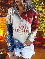 cheap -Women&#039;s Hoodie Sweatshirt Text Elk Christmas Tree Front Pocket Print Christmas Christmas Gifts Weekend 3D Print Cotton Streetwear Christmas Hoodies Sweatshirts  Wine Green Royal Blue