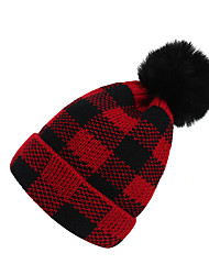 cheap -Women&#039;s Basic Beanie / Slouchy Party Dailywear Sports Outdoor Knitted Plaid Red Hat Portable Windproof Comfort / Fall / Winter