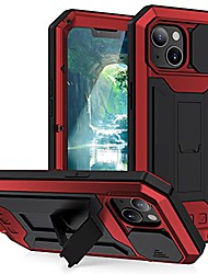 cheap -case for iphone 13/13 pro/13 pro max, with slide camera cover and rickstand, super shockproof silicone aluminum metal gorilla glass armor tank heavy duty sturdy protector cover,red,iphone13