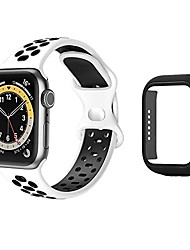 cheap -2pcs sport breathable silicone waterproof strap band with hard pc case and tempered glass screen protector for apple watch case 40mm/38mm iwatch series 6 se 5 4 screen protector apple watch for men