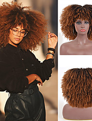 cheap -Brown Wigs for Women High Temperature Hair Afro Kinky Curly Wigs with Bangs for Black Women African Synthetic Ombre Glueless Cosplay Wigs