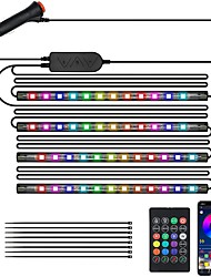 cheap -Interior Car Lights  4pcs 48 LED Cool Strip Light 12V Multicolor Music Light Under Dash Lighting Kit with Sound Active 3 Buttons Bluetooth APP Voice Control and Wireless Remote Control Car Charger