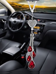 cheap -Bling Heart Diamond Car Accessories Crystal Car Rear View Mirror Charms Car Decoration Decor Lucky Hanging Interior Ornament Pendant 1PCS