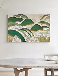 cheap -Handmade Oil Painting Canvas Wall Art Decoration Abstract Landscape  Painting Green Hills And White Flowers for Home Decor Rolled Frameless Unstretched Painting