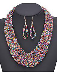 cheap -Women&#039;s Necklace Earrings Braided Joy Classic Earrings Jewelry Lake Blue / Black / Purple For Street Gift Daily Club 1 set