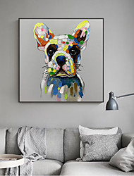 cheap -Oil Painting Handmade Hand Painted Wall Art Abstract Animal Cute Dog  Home Decoration Decor Stretched Frame Ready to Hang