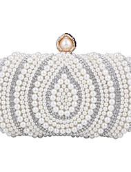 cheap -Women&#039;s Evening Bag Bridal Purse Evening Bag Acrylic Satin Pearls Pattern Pearl Party / Evening Beige