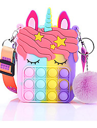 cheap -1 pcs Christmas Fidget Toys Push Bubbles Toy Rainbow Unicorn Coin Purse Wallet Ladies Bag Silica Simple Dimple Crossbody Bag For Girls
