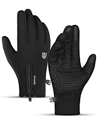 cheap -Winter Gloves Bike Gloves / Cycling Gloves Touch Gloves Waterproof Zipper Skiing Thick Heat Sensitive Color-changing Full Finger Gloves Mittens Sports Gloves Fleece Black for Teen Road Cycling Outdoor