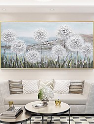 cheap -Oil Painting Handmade Hand Painted Wall Art Abstract Plant Floral  White Dandelion Home Decoration Decor Stretched Frame Ready to Hang