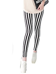 cheap -Women&#039;s Classic Style Leggings Stripe Print Ankle-Length Pants Casual Daily Stretchy Stripe Butt Lift Mid Waist Black / White One-Size