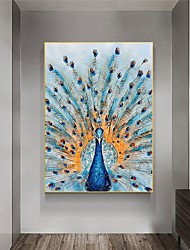 cheap -Handmade Oil Painting Canvas Wall Art Decoration Abstract Animal Painting Peacock Flap for Home Decor Rolled Frameless Unstretched Painting
